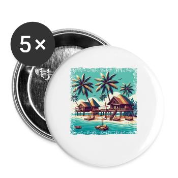 Reethi Beach Malediven Grunge Urlaub - Buttons groß 56 mm (5er Pack) - Weiß - Vorne