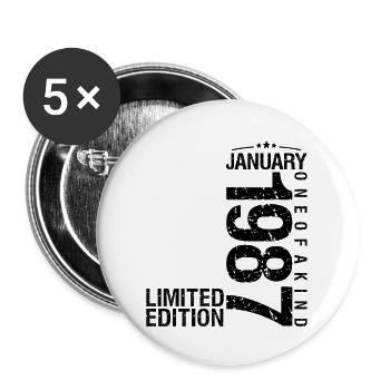 Anniversaire Janvier 1987 Janvier né en January - Lot de 5 grands badges (56 mm) - blanc - Devant