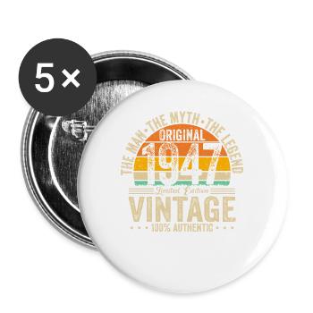 Millésime 1947 - Légendaire 77e anniversaire - Lot de 5 grands badges (56 mm) - blanc - Devant