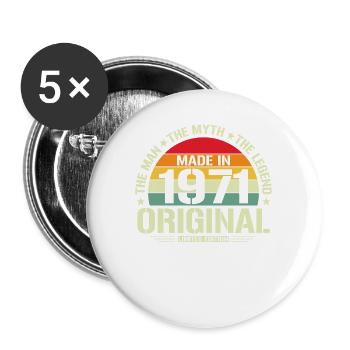 Legendary 1971 Birthday - Buttons large 2.2''/56 mm (5-pack) - white - Front