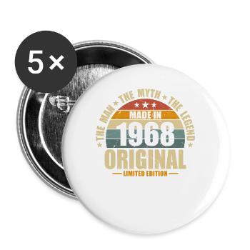 Joie d’anniversaire vintage 1968 - Lot de 5 grands badges (56 mm) - blanc - Devant