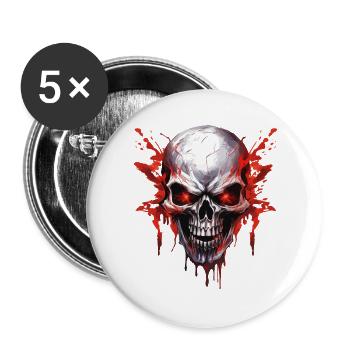 Crâne Crâne Squelette Moto Biker Gang - Lot de 5 grands badges (56 mm) - blanc - Devant