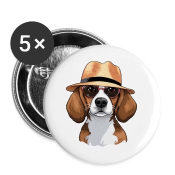 Cavalier King Charles, Beagle, Dog - Buttons large 2.2''/56 mm (5-pack) - white - Front