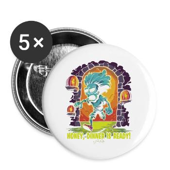 Dans le donjon, le dîner de chéri est prêt - Lot de 5 grands badges (56 mm) - blanc - Devant