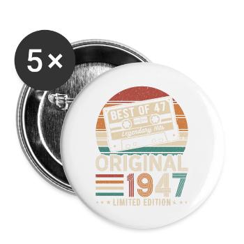 Légendaire 77e anniversaire Style rétro 1947 - Lot de 5 grands badges (56 mm) - blanc - Devant