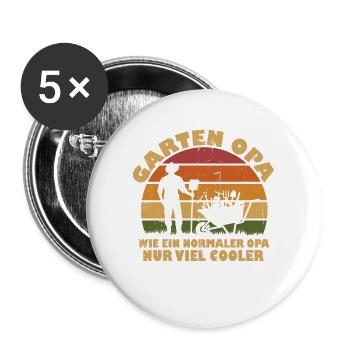 Garten opa wie ein normaler opa nur viel cooler - Buttons groß 56 mm (5er Pack) - Weiß - Vorne