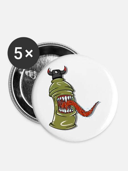 Devil Can - Buttons groß 56 mm (5er Pack) - Weiß