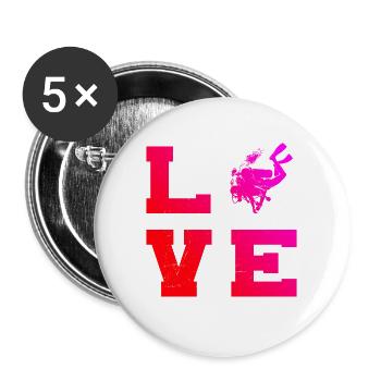 Plongée sous-marine pour hommes Scuba Diver - Lot de 5 grands badges (56 mm) - blanc - Devant