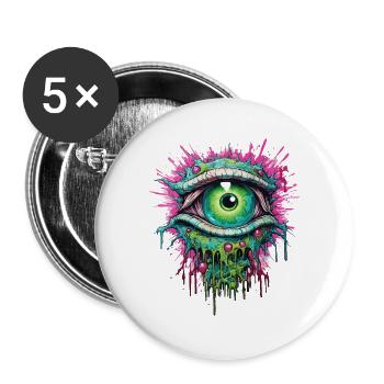 Psychedelic Eye Colorful LSD Drug Trip - Buttons large 2.2''/56 mm (5-pack) - white - Front