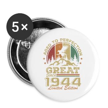 Vintage 1944 Birthday - 1944 Retro Gift Idea - Buttons large 2.2''/56 mm (5-pack) - white - Front