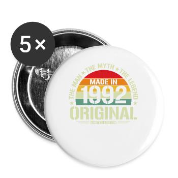 Millésime 1992 - Légende au style rétro - Lot de 5 grands badges (56 mm) - blanc - Devant