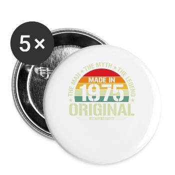 Millésime 1975 - Légende d’anniversaire - Lot de 5 grands badges (56 mm) - blanc - Devant