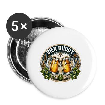 Bier Buddy - Buttons groß 56 mm (5er Pack) - Weiß - Vorne