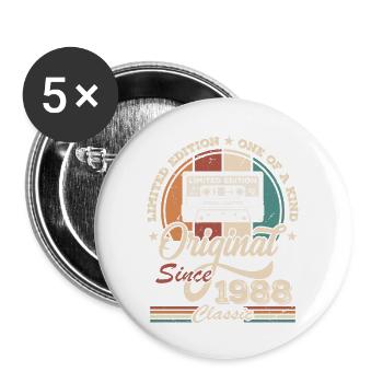Original Retro Geburtstagsgeschenk für Jahrgang 1988 - Buttons groß 56 mm (5er Pack) - Weiß - Vorne