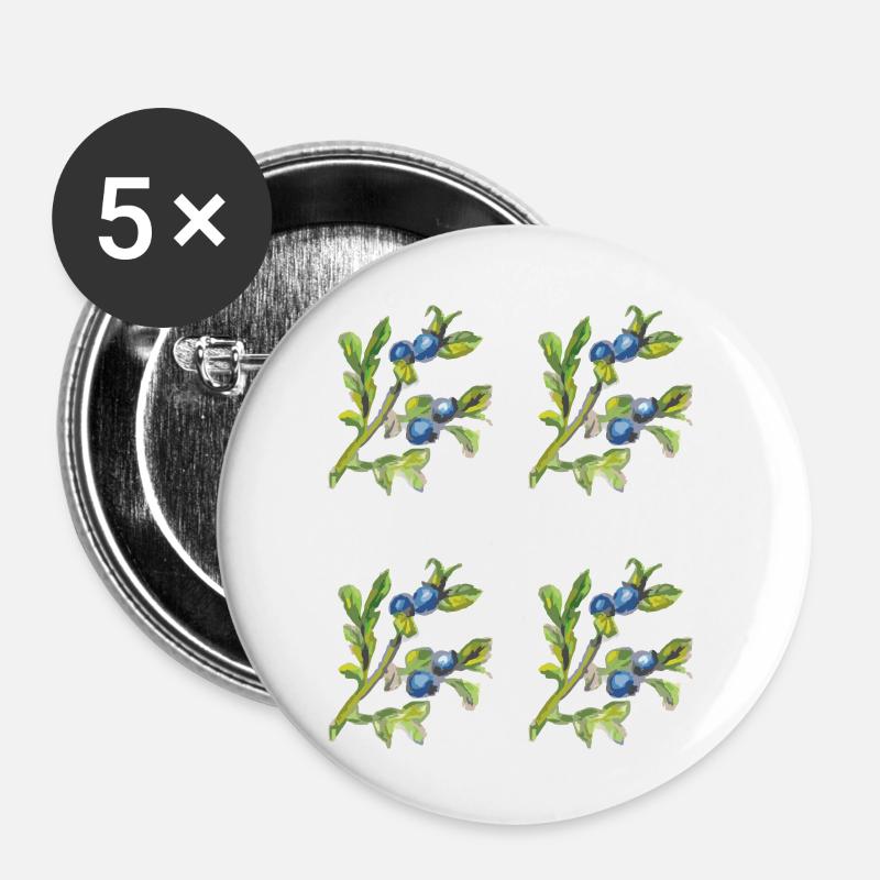 heidelbeere 4fach - Buttons groß 56 mm (5er Pack) - Weiß