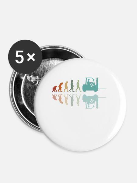 Evolution Gabelstapler - Buttons groß 56 mm (5er Pack) - Weiß