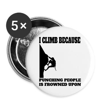 Kletterer Bergsteigen Berg Bergklettern Klettern - Buttons groß 56 mm (5er Pack) - Weiß - Vorne