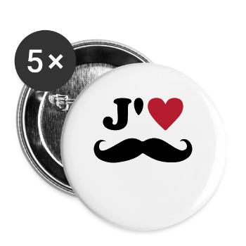 I love mustache Valentine's Day Husband Dad Love - Buttons large 2.2''/56 mm (5-pack) - white - Front