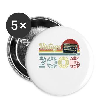 Vintage 2006 Jahrgang Geburtstag Retro - Buttons groß 56 mm (5er Pack) - Weiß - Vorne