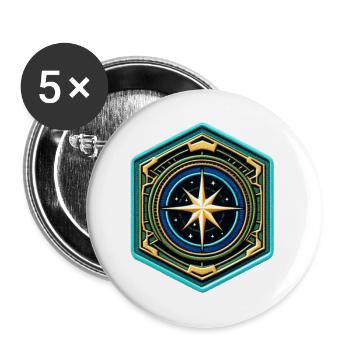 Kartenstern Kompass Patch - Buttons groß 56 mm (5er Pack) - Weiß - Vorne