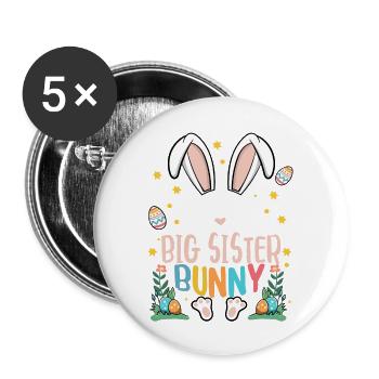 I'm The Big Sister Bunny - Buttons groß 56 mm (5er Pack) - Weiß - Vorne