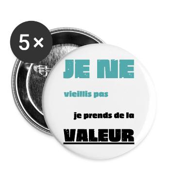 cadeau homme, femme, humour, t-shirt humoristique - Lot de 5 grands badges (56 mm) - blanc - Devant