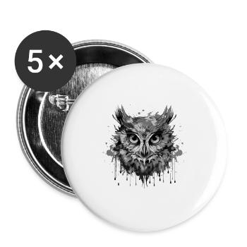 Tête de hibou Portrait Animal - Lot de 5 grands badges (56 mm) - blanc - Devant