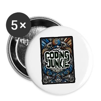 Accro au codage 14 - Lot de 5 grands badges (56 mm) - blanc - Devant