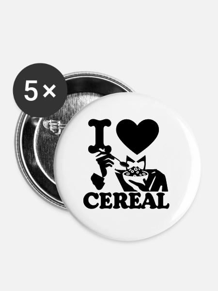 I Love Cereal 6 - Buttons groß 56 mm (5er Pack) - Weiß