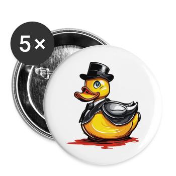 Gummiente / Badeente / Wasser / Badewanne - Buttons groß 56 mm (5er Pack) - Weiß - Vorne