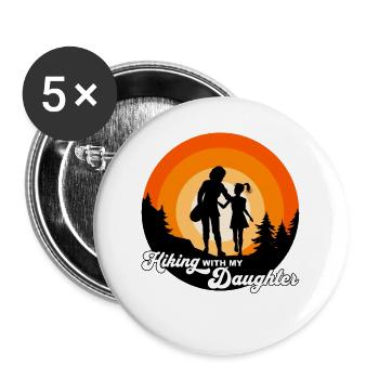 Randonner avec ma fille - wandern mit Tochter - Lot de 5 grands badges (56 mm) - blanc - Devant