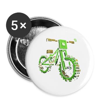 Pixel BMX Dirtbike Mountainbike - Buttons groß 56 mm (5er Pack) - Weiß - Vorne