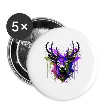 Deer Head Portrait Colorful - Buttons large 2.2''/56 mm (5-pack) - white - Front