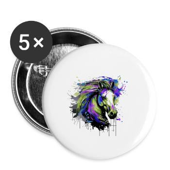 Horse Head Portrait Colorful - Buttons large 2.2''/56 mm (5-pack) - white - Front
