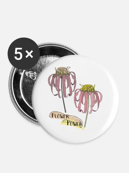 Echinacea, Sonnenhut - Buttons groß 56 mm (5er Pack) - Weiß