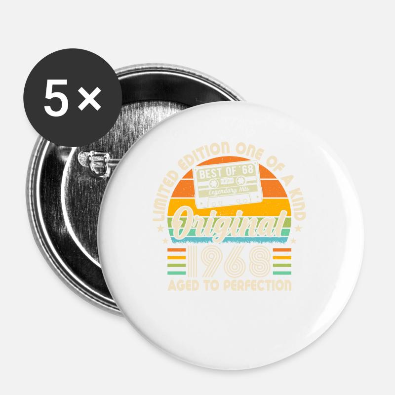 Born in 1968 - The legend lives on - Buttons large 2.2''/56 mm (5-pack) - white