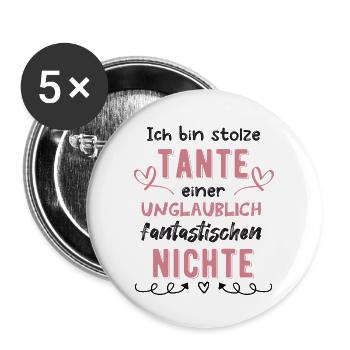 Stolze Tante von Nichte - Buttons groß 56 mm (5er Pack) - Weiß - Vorne