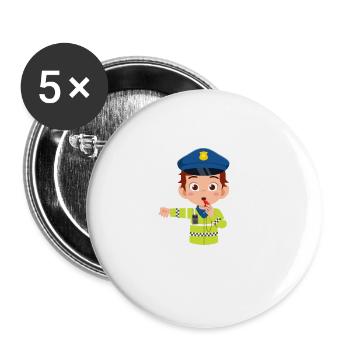 Bureau de Police des Policiers - Lot de 5 grands badges (56 mm) - blanc - Devant