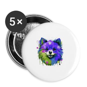 Pomeranian Dog Head Portrait Colorful - Buttons large 2.2''/56 mm (5-pack) - white - Front