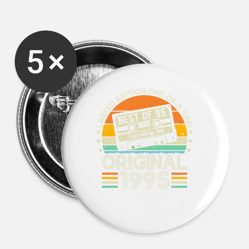 1995 29th Birthday Anniversary - Buttons large 2.2''/56 mm (5-pack) - white
