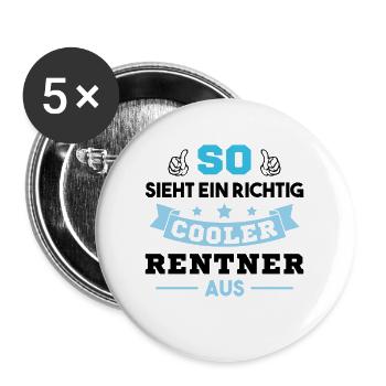 So sieht ein richtig cooler Rentner aus Pensioner - Buttons groß 56 mm (5er Pack) - Weiß - Vorne