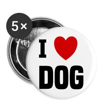 I love Dog - Buttons large 2.2''/56 mm (5-pack) - white - Front