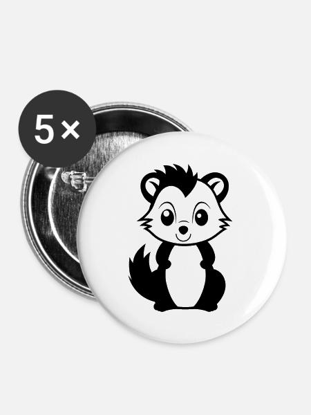Stinktier - Buttons groß 56 mm (5er Pack) - Weiß