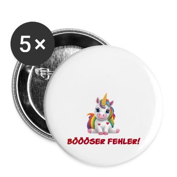 Einhorn - Böser Fehler - Buttons groß 56 mm (5er Pack) - Weiß - Vorne