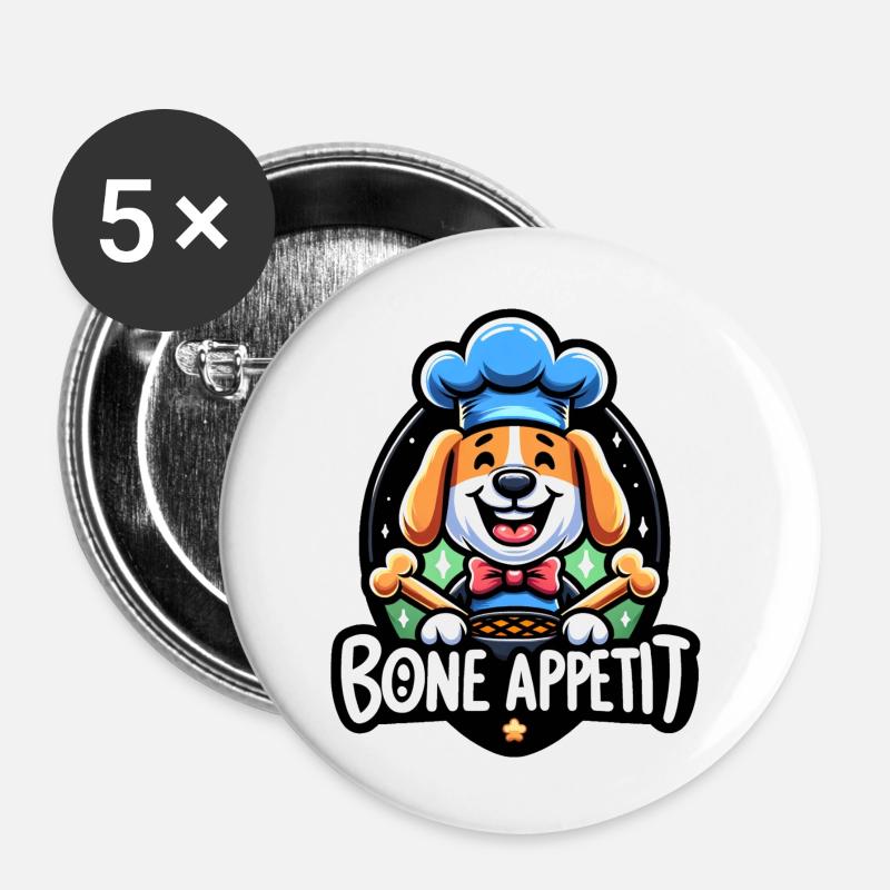 Bone Appetite - Buttons large 2.2''/56 mm (5-pack) - white
