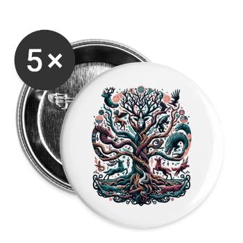 Celtic Tree of Life: Symphony of the Wild - Buttons large 2.2''/56 mm (5-pack) - white - Front