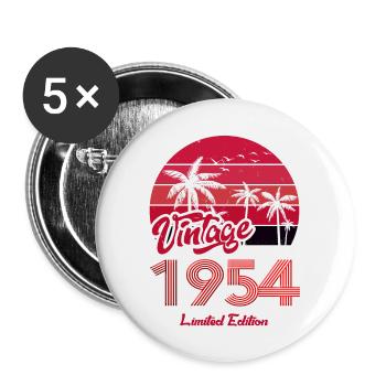 Vintage Year 1954 Limited Edition Red - Buttons large 2.2''/56 mm (5-pack) - white - Front