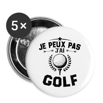 Je peux pas jai golf - Lot de 5 grands badges (56 mm) - blanc - Devant