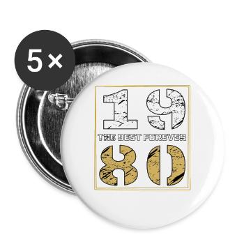 THE BEST FOREVER 1980 - Buttons groß 56 mm (5er Pack) - Weiß - Vorne