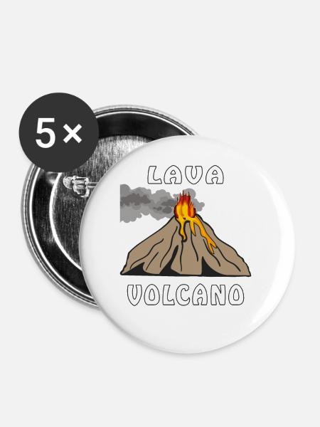 LAVA VOLCANO - Buttons groß 56 mm (5er Pack) - Weiß